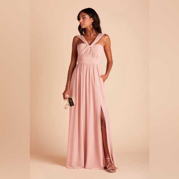 Birdy Grey GRACE CONVERTIBLE DRESS CHIFFON DUSTY ROSE XS NEW NWT BRIDESMAID SLIT - Picture 2 of 6